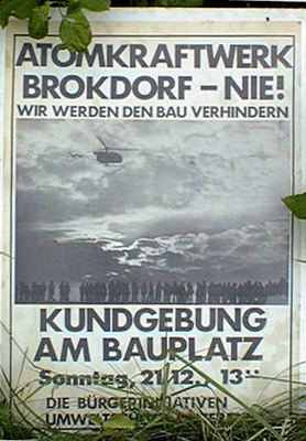 Anti-AKW-Demo-Plakat der Bürgerinitiativen Umweltschutz für Brokdorf 