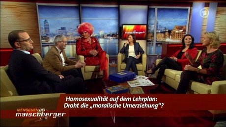 Talk in der ARD am 11.02.2014: Menschen bei Maischberger, der Lieblingstalk unseres Kalenderblatt-Autoren. Thema: Homosexualität auf dem Lehrplan". 