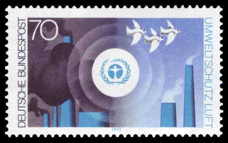 Briefmarke der Serie Umweltschutz, Reinhaltung der Luft, Deutsche Bundespost 1973