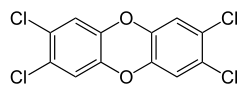 Strukturformel v. 2,3,7,8-Tetrachlordibenzodioxin - auch Dioxin, 