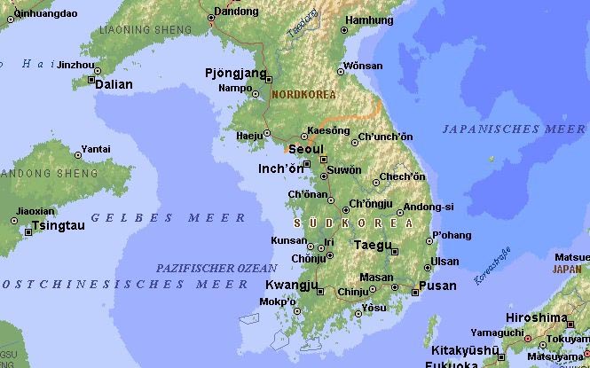 Karte - Teilung Nord-Korea und Südkorea
