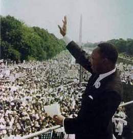 Martin Luther King bei seiner berühmtesten Rede "I have a dream" 1968 in Washington