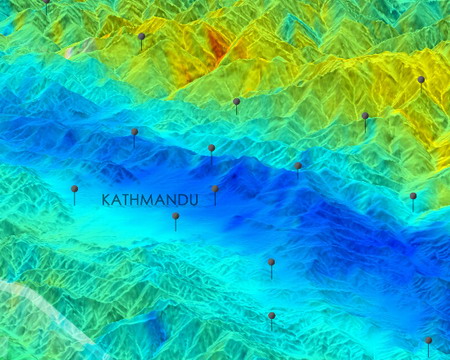 Bodenveränderung nach Erdbeben in Nepal. 