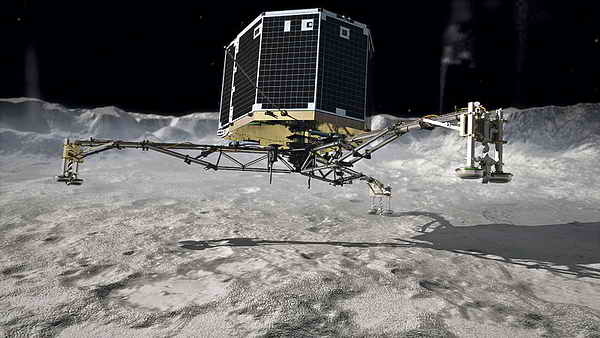 7. Oktober 2014: Landegerät Philae der Sonde Rosetta setzt auf dem Kometen Tschuri auf. 
