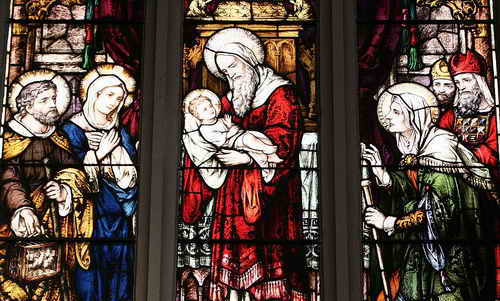 Darstellung Jesu im Tempel in Jerusalem, Fensterbild in der Kathedrale von Toronto von Mayersche Hofkunstanstalt, M&uuml;nchen