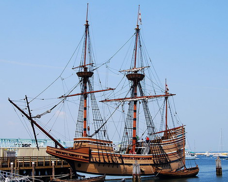 Ein Nachbau der Mayflower, die "Mayflower2", in Plymouth, Massachusetts, USA