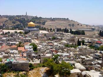 Jerusalem heute mit Ölberg und Felsendom