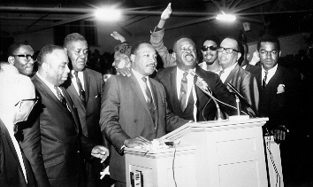 Martin Luther King 1968 in der Mason Temple Church in Memphis