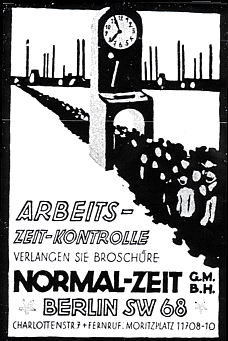 Abb.: Inserat für Stechuhren, Berlin, um 1920