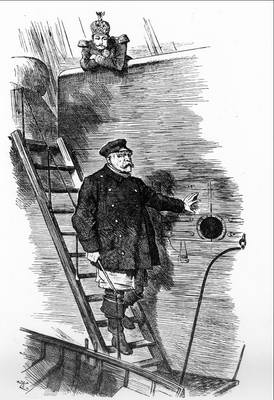 Karikatur 1890: Der Lotse geht von Bord - Otto von Bismarck muss das Schiff verlassen
