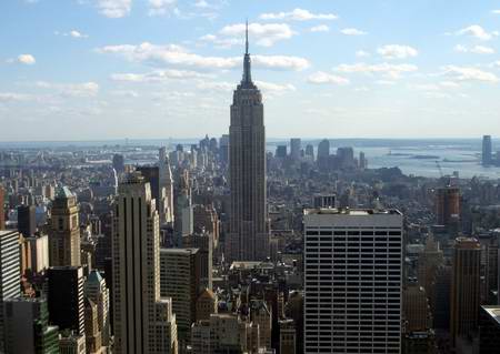 New York.Blick vom Rockefeller Center auf Manhattan mit dem Empire State Buildung
