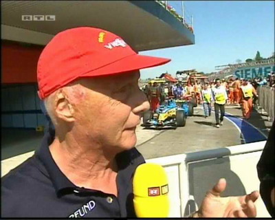 Niki Lauda ls "RTL-Experte" nach jedem Formel-1-Rennen , hier am Autodromo Enzo e Dino Ferrari, die Rennstrecke in Imola, Italien