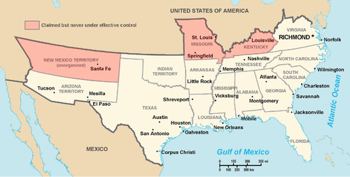 Karte der Konföderierten Staaten von Amerika:, 1861
