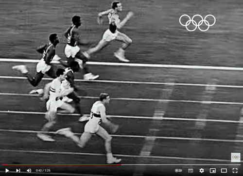 Olympische Spiele 1960 in Rom, 01.09.1960: Armin Hary (im Vordergrund) wird über 100 Meter Olympiasieger. Mit der 4x100m-Staffel gewinnt er eine zweite Goldmedaille.