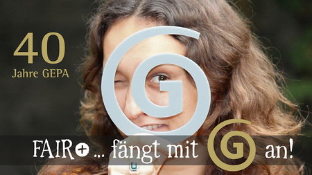 GEPA-Slogan „Fair plus fängt mit G an“.