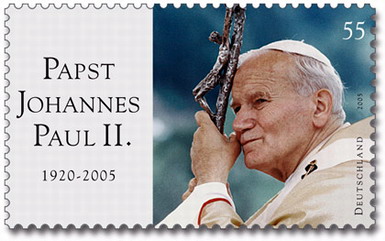 Deutsche Gedenkbriefmarke anlässlich des Todes von Papst Johannes Paul II.