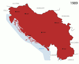 Karte über den Zerfall Jugoslawiens