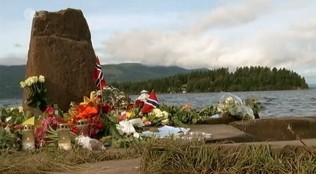 Blick rund 30 Kilometer nordwestlich von Oslo im Tyrifjord gelegenen Insel Utøya, auf den Ferieninsel Utøya, wo das Sommercamp der sozialdemokratischen Arbeiterpartei 2011 in einer Tragödie endete