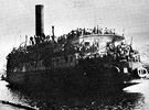 20. Juli 1947: Die Exodus from Europe, eigentlich President Warfield bei ihrer Ankunft im Hafen Haifa