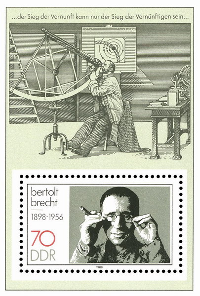 1988: DDR-Briefmarkenblock zum 90. Geburtstag von Bertold Brecht