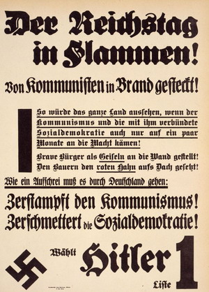 Flugblatt der NSDAP zur Reichstagswahl am 5. März 1933, 6 Tage nach dem Reichstagsbrand