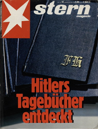 Titelseite der Zeitschrift Stern Heft 18/1983: Hitlers Tagebücher gefunden.