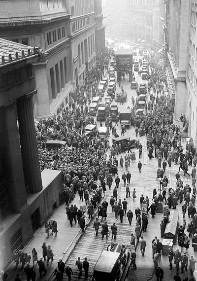 Börsencrash 1929 an der Wallstreet, der New Yorker Börse