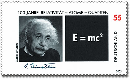 Albert Einstein auf Sonderbriefmarke der Deutschen Post AG zum Jahr der Physik 2005