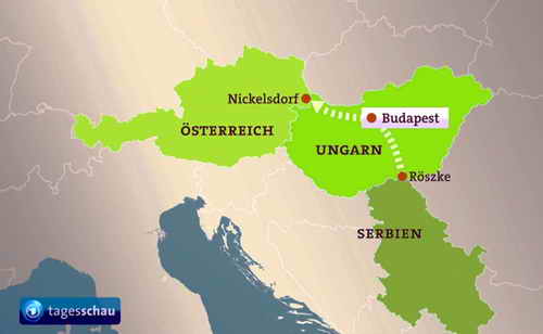 Balkonroute: Von Serbien nach Ungarn, EU-Eintritt beim ungarischen Grenzübergang Röszke. 
