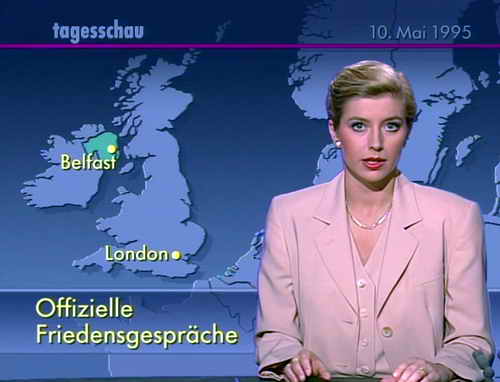 Die 20-Uhr-Tagesschau vom 10.05.1995 berichtet vom 1. offiziellen Friedensgespräch im Nordirland-Konflikt 