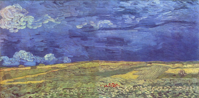 "Weizenfeld unter einem Gewitterhimmel" von Vincent van Gogh, 1890 in Auvers