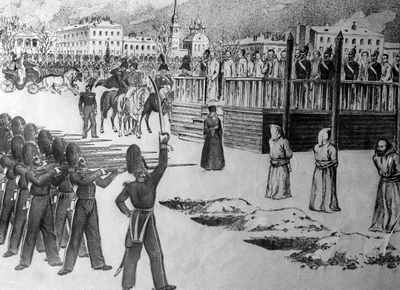 22. Dezember 1849: Scheinhinrichtung auf dem Paradeplatz der Semjonowski-Garde Dostojewski