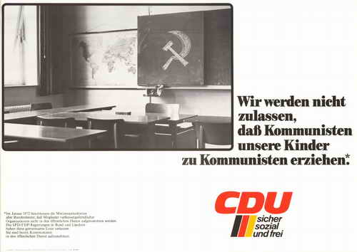 Plakat der CDU gegen das Abrücken der SPD-regierten Länder vom Radikalenerlass