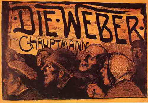 1897: Plakat von Emil Orlik für das Theaterstück "Die Weber" 