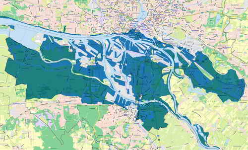 Karte der Überflutungen in Hamburg während der Sturmflut 1962