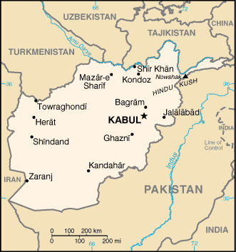 Afghanistan-Karte mit den größten Städten Quelle: wikipedia.de