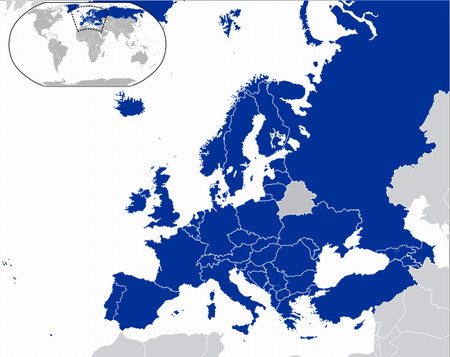 Karte der Mitgliedstaaten des Europarats