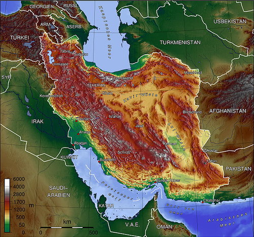 Topografische Karte des Iran