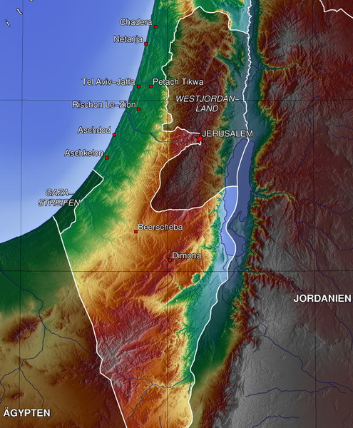 Israel-Karte, topografisch