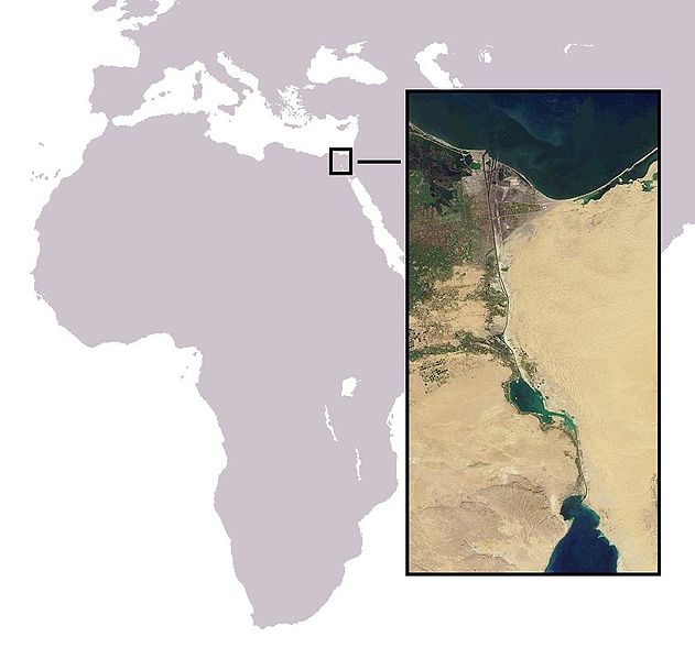 Suezkanal - Karte, Lage mit Satellitenansicht