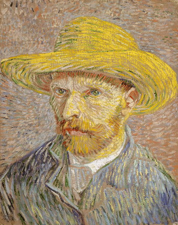 Vincent Willem van Gogh, Selbstbildnis mit Strohhut, Öl auf Leinwand