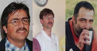 Necati Aydin (36), Tilmann Geske (46), Ugur Yuksel (32) (v.l.) wurden am 18.04.2007 in den Räumen des christlichen „Zirve“-Verlages von jungen Türken gefoltert und umgebracht. 