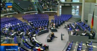 Plenarsaal des Bundestags am 13.02.2008, als Die Grünen die Förderung des Christivals in Bremen kritisierte