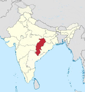 Indien mit Bundesstaat Chhattisgarh